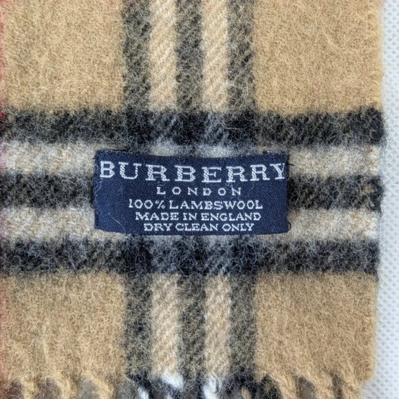 Burberry Unisex Lambswool Check Scarf Beige - Used – Soft Warm Designer Style - Picture 2 of 7